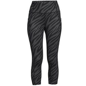 Avia Women's Active Fashion Capri Leggings--Black Zebra Print Size XS LARGE NWT